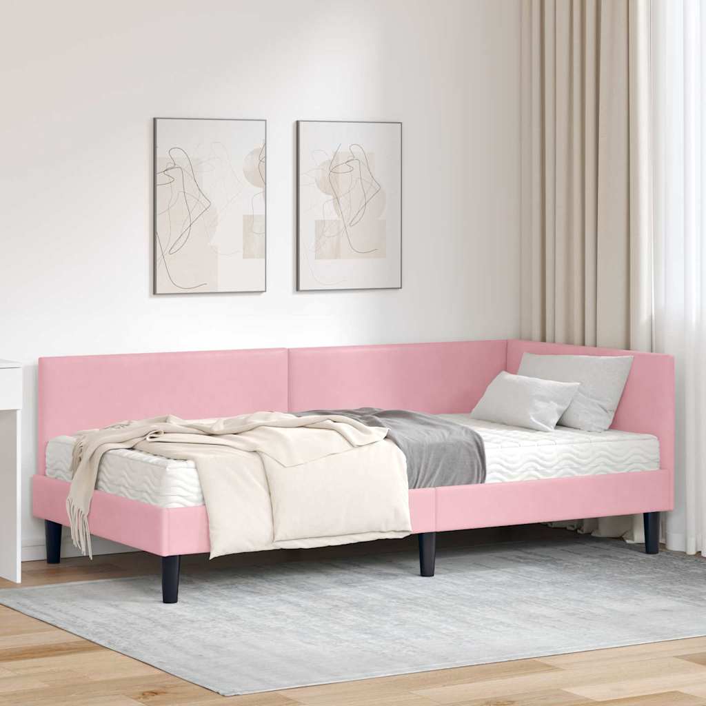 vidaXL Eckbettgestell mit Matratze Sonstiges 2 pcs Grau Samt