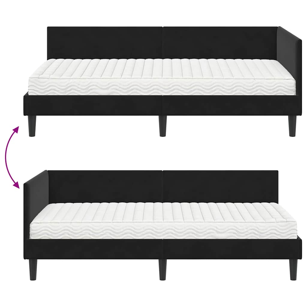 vidaXL Eckbettgestell mit Matratze Sonstiges 2 pcs Schwarz Samt
