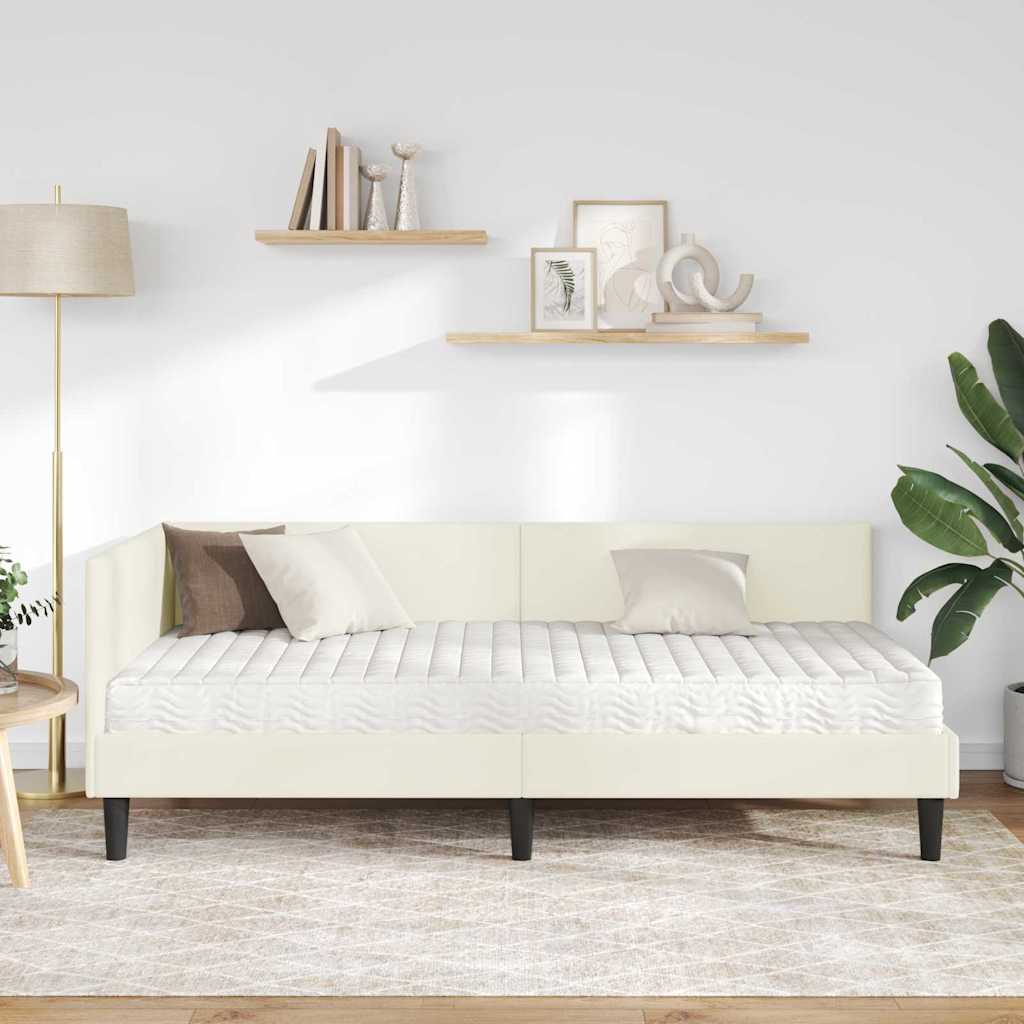 vidaXL Eckbettgestell mit Matratze Sonstiges 2 pcs Creme Samt