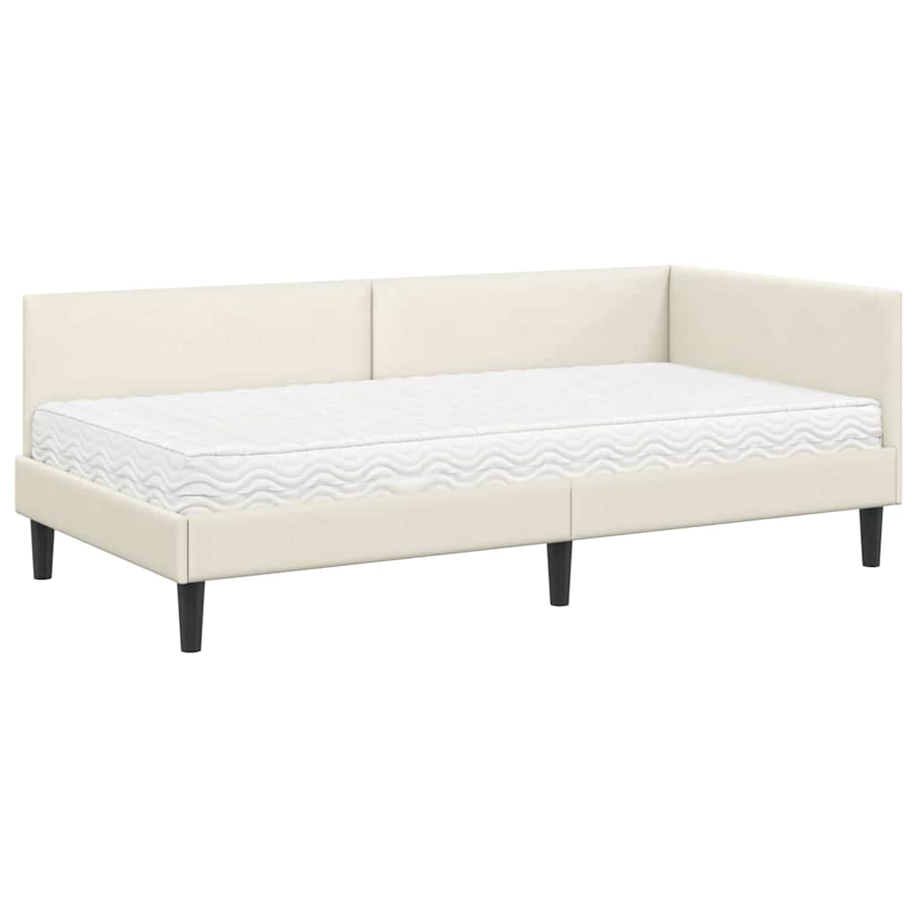 vidaXL Eckbettgestell mit Matratze Sonstiges 2 pcs Creme Samt