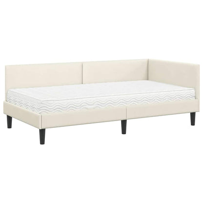 vidaXL Eckbettgestell mit Matratze Sonstiges 2 pcs Creme Samt