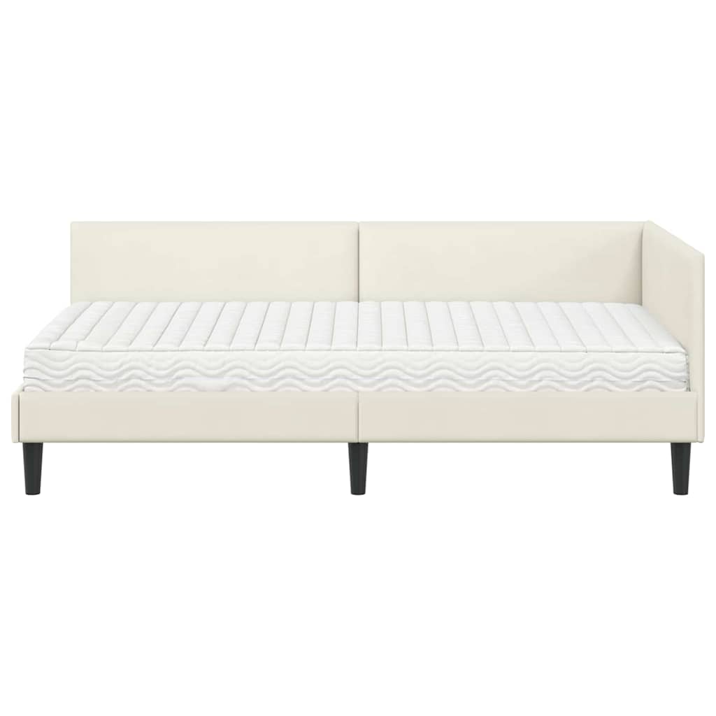 vidaXL Eckbettgestell mit Matratze Sonstiges 2 pcs Creme Samt