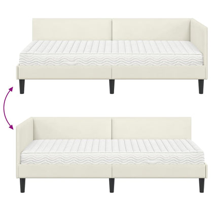 vidaXL Eckbettgestell mit Matratze Sonstiges 2 pcs Creme Samt