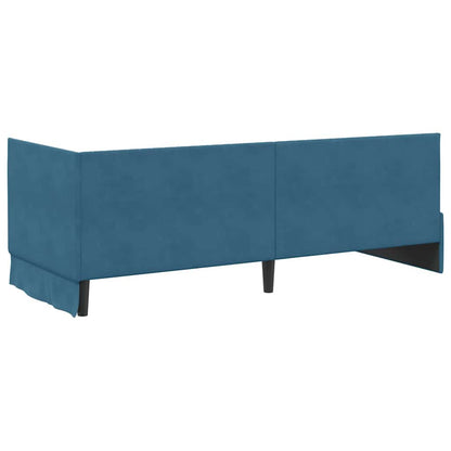 vidaXL Eckbettgestell mit Matratze mit Kopfteil 2 pcs Blau Samt