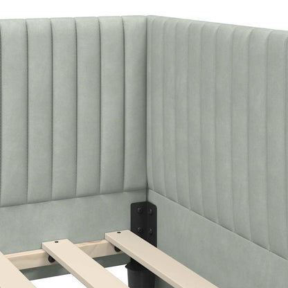 vidaXL Cadre de lit d'angle avec matelas et tête de lit 2 pcs Velours gris clair
