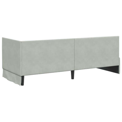 vidaXL Cadre de lit d'angle avec matelas et tête de lit 2 pcs Velours gris clair