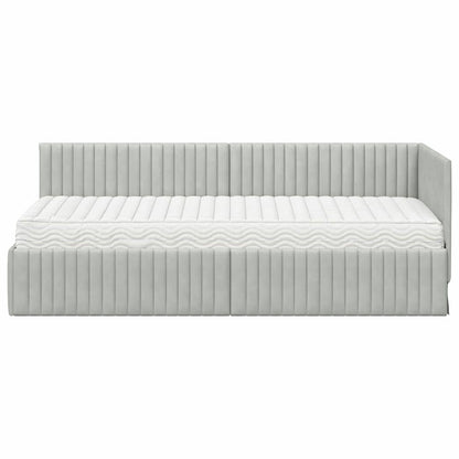 vidaXL Cadre de lit d'angle avec matelas et tête de lit 2 pcs Velours gris clair