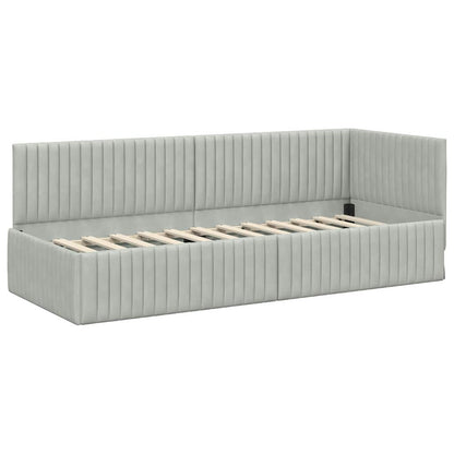 vidaXL Cadre de lit d'angle avec matelas et tête de lit 2 pcs Velours gris clair
