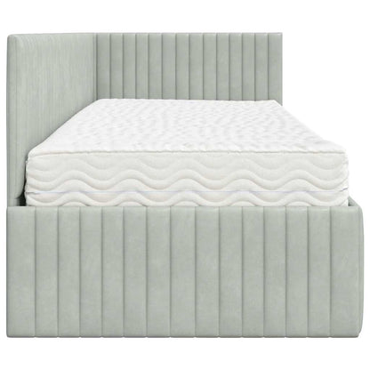 vidaXL Cadre de lit d'angle avec matelas et tête de lit 2 pcs Velours gris clair
