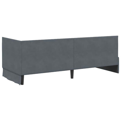 vidaXL Eckbettgestell mit Matratze mit Kopfteil 2 pcs Grau Samt