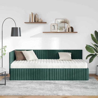 vidaXL Cadre de lit d'angle avec matelas et tête de lit 2 pcs Vert Velours