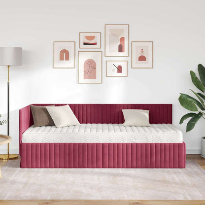 vidaXL Cadre de lit d'angle avec matelas et tête de lit 2 pcs Vert Velours