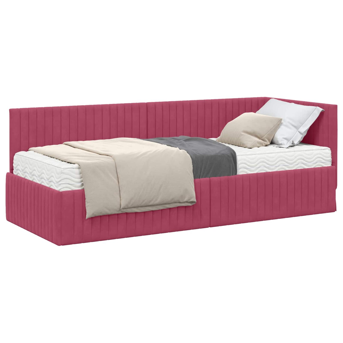 vidaXL Cadre de lit d'angle avec matelas et tête de lit 2 pcs Vert Velours
