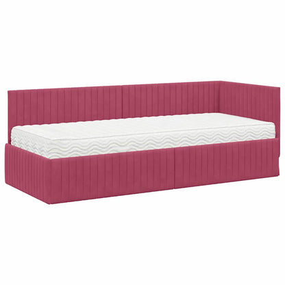 vidaXL Cadre de lit d'angle avec matelas et tête de lit 2 pcs Vert Velours