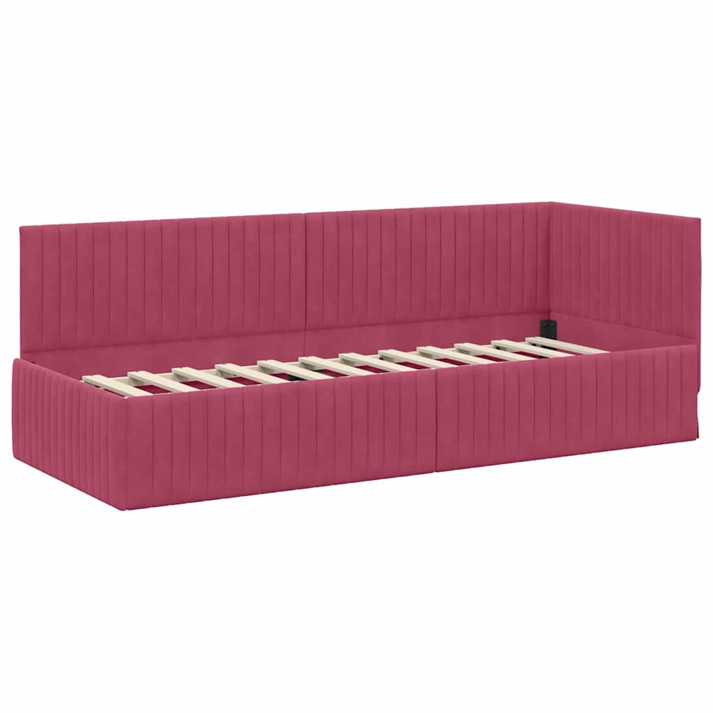 vidaXL Cadre de lit d'angle avec matelas et tête de lit 2 pcs Vert Velours