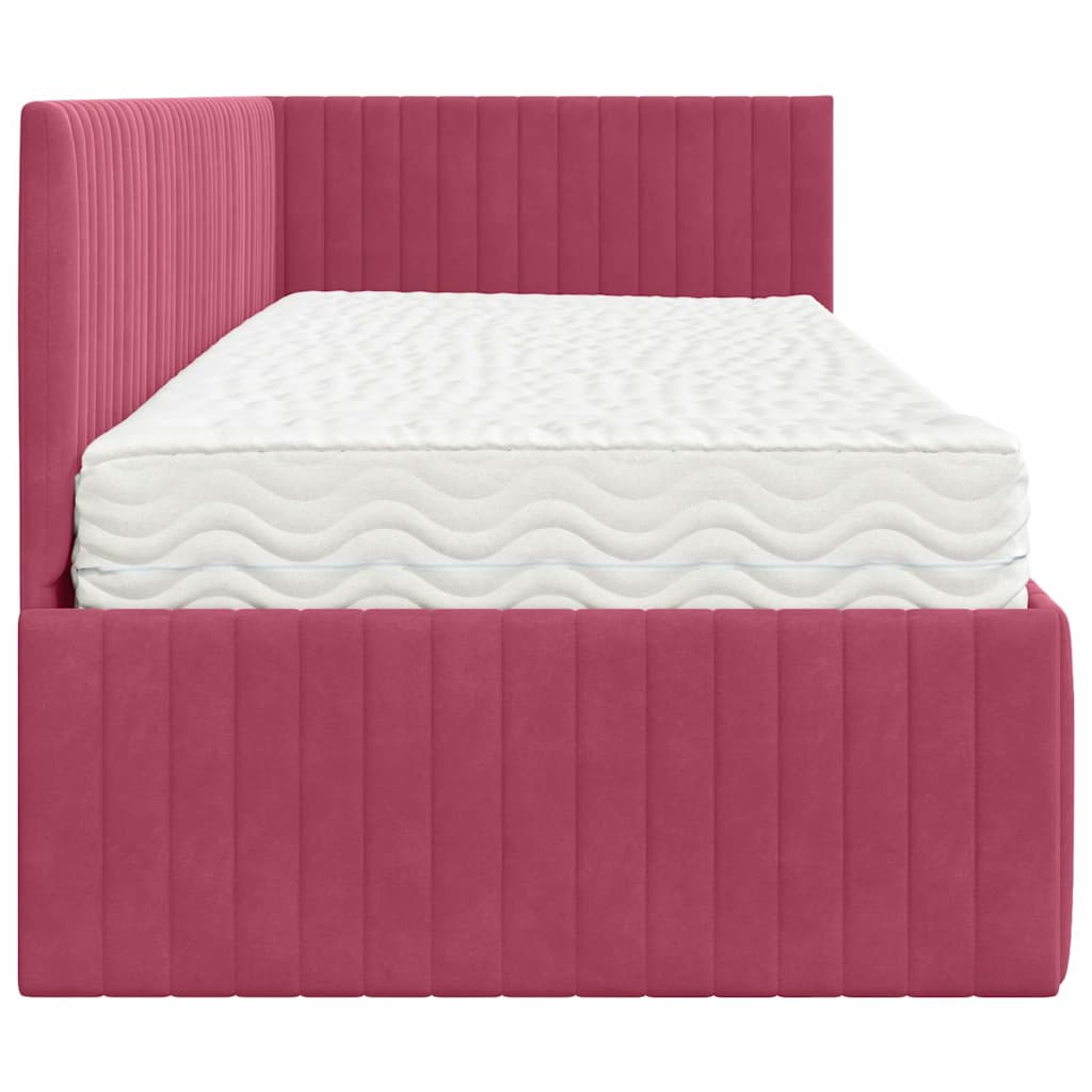 vidaXL Cadre de lit d'angle avec matelas et tête de lit 2 pcs Vert Velours