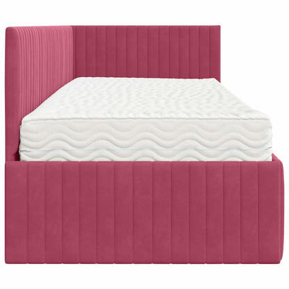 vidaXL Cadre de lit d'angle avec matelas et tête de lit 2 pcs Vert Velours