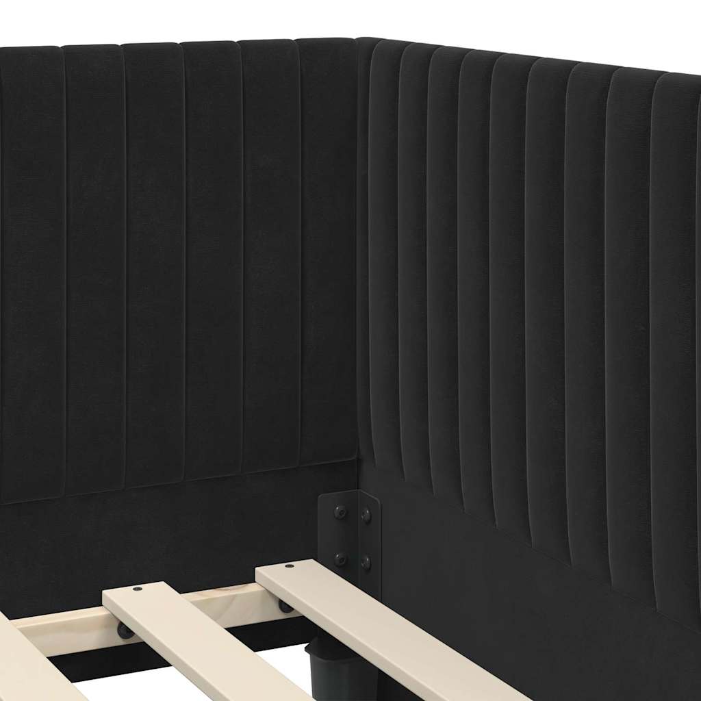 vidaXL Eckbettgestell mit Matratze mit Kopfteil 2 pcs Schwarz Samt