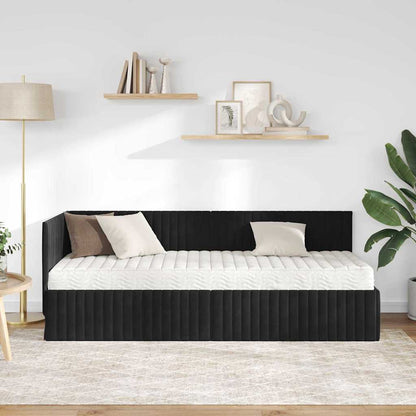 vidaXL Eckbettgestell mit Matratze mit Kopfteil 2 pcs Schwarz Samt