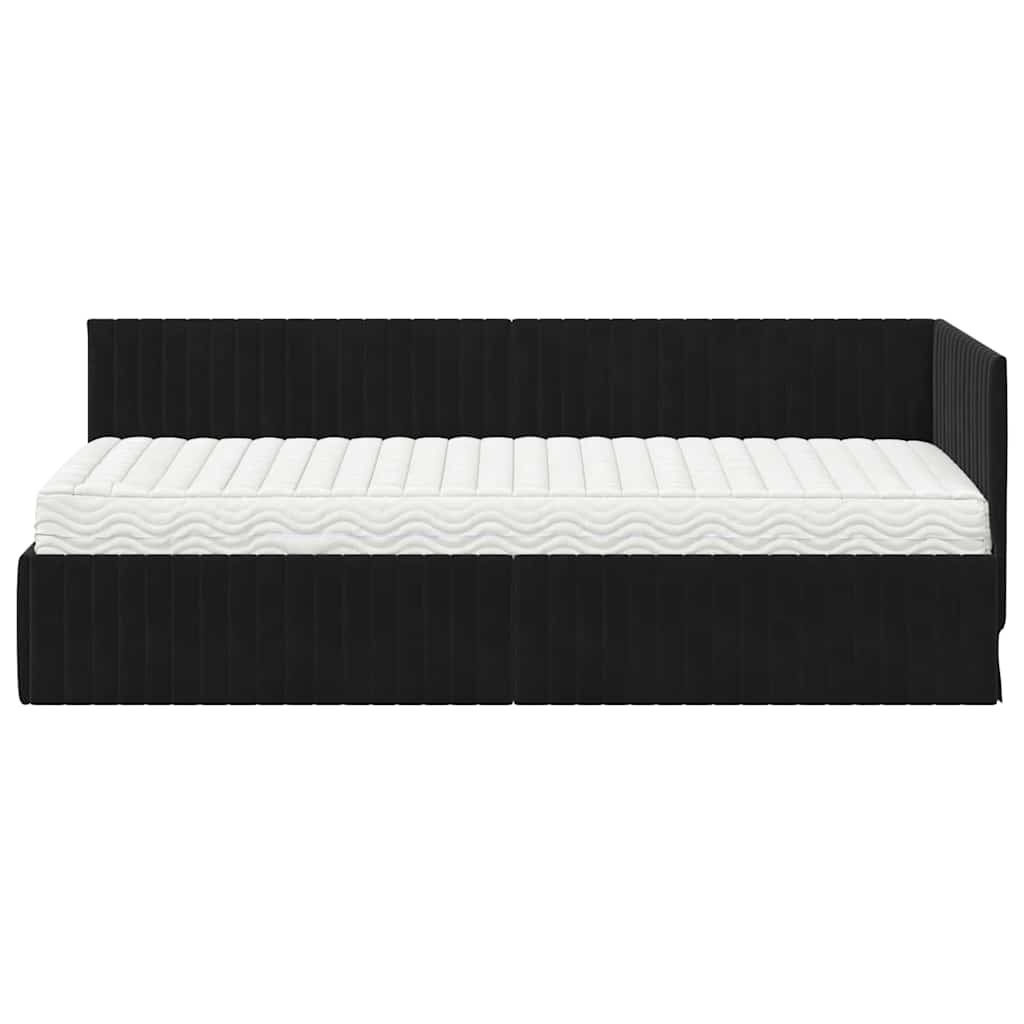 vidaXL Eckbettgestell mit Matratze mit Kopfteil 2 pcs Schwarz Samt