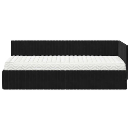 vidaXL Eckbettgestell mit Matratze mit Kopfteil 2 pcs Schwarz Samt