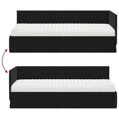 vidaXL Eckbettgestell mit Matratze mit Kopfteil 2 pcs Schwarz Samt
