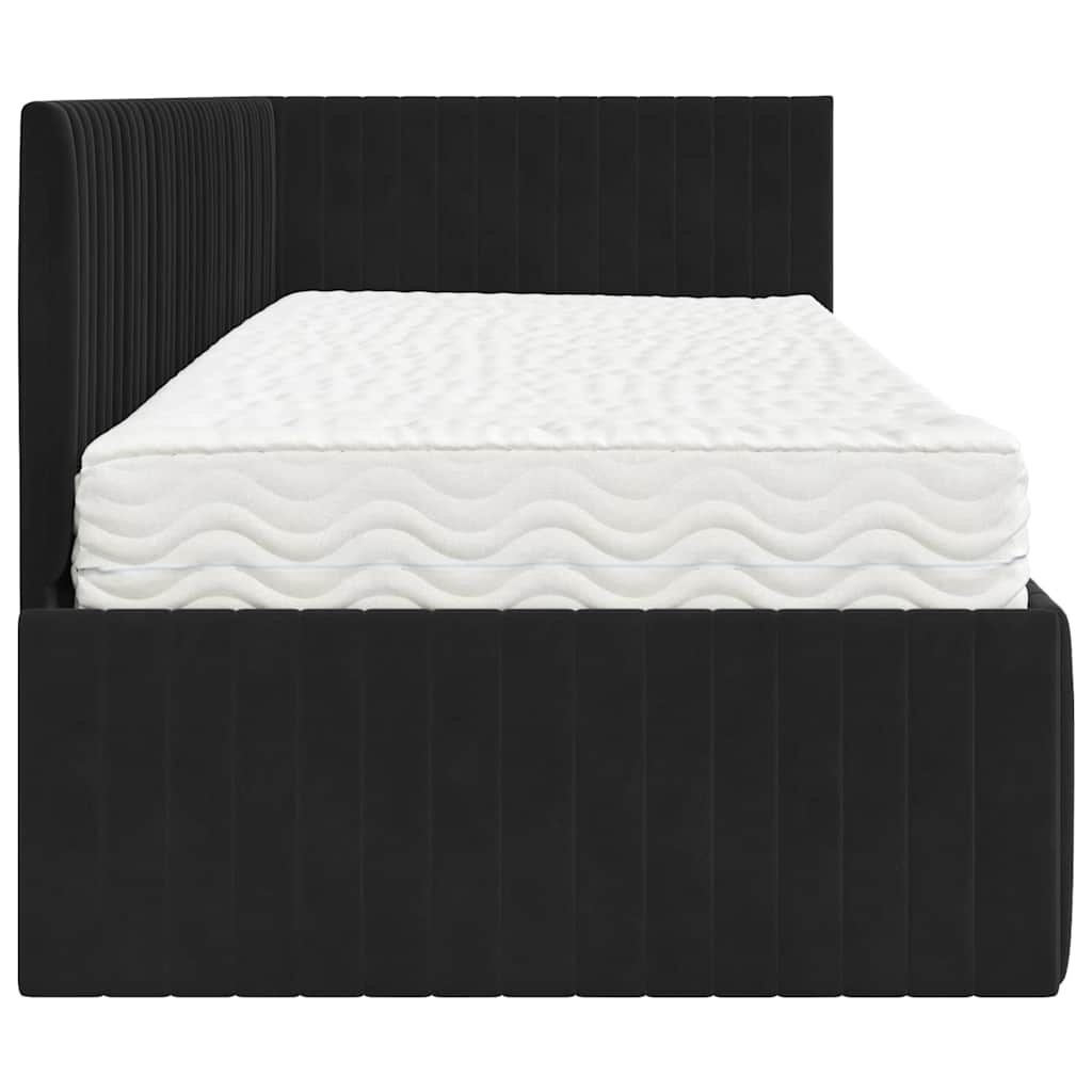 vidaXL Eckbettgestell mit Matratze mit Kopfteil 2 pcs Schwarz Samt