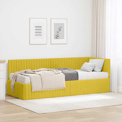 vidaXL Eckbettgestell mit Matratze mit Kopfteil 2 pcs Gelb Samt