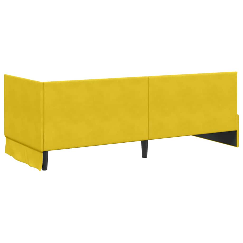 vidaXL Eckbettgestell mit Matratze mit Kopfteil 2 pcs Gelb Samt