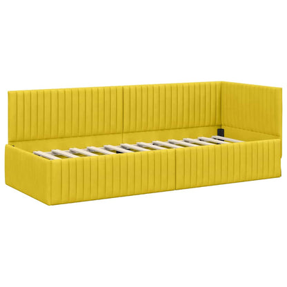 vidaXL Eckbettgestell mit Matratze mit Kopfteil 2 pcs Gelb Samt