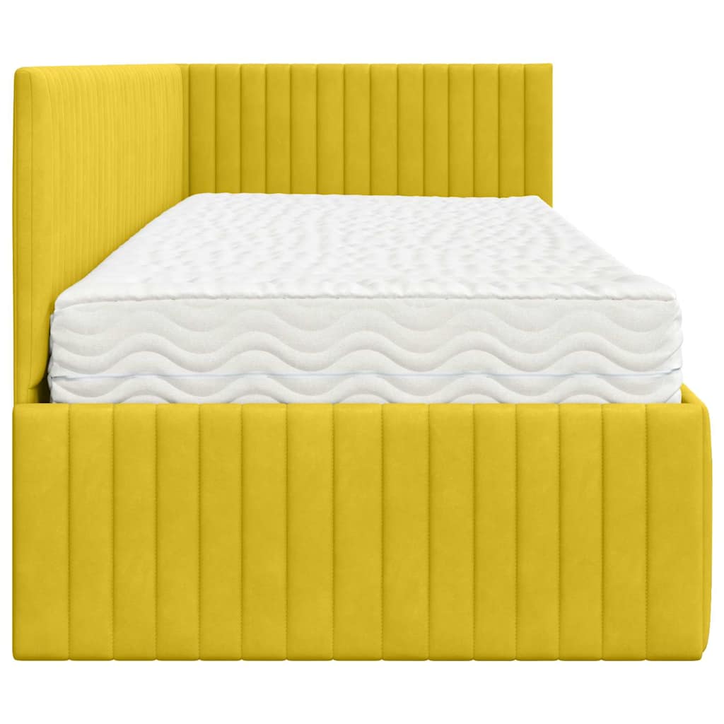 vidaXL Eckbettgestell mit Matratze mit Kopfteil 2 pcs Gelb Samt