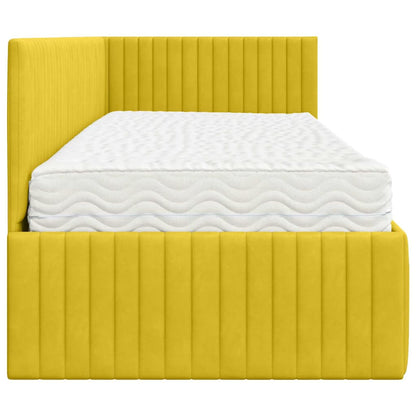 vidaXL Eckbettgestell mit Matratze mit Kopfteil 2 pcs Gelb Samt