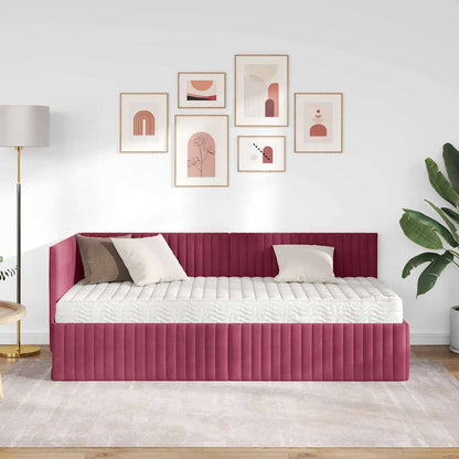 vidaXL Cadre de lit d'angle avec matelas et tête de lit 2 pcs Vert Velours