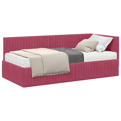 vidaXL Cadre de lit d'angle avec matelas et tête de lit 2 pcs Vert Velours