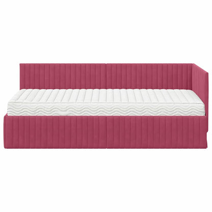vidaXL Cadre de lit d'angle avec matelas et tête de lit 2 pcs Vert Velours