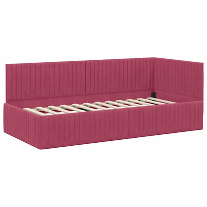 vidaXL Cadre de lit d'angle avec matelas et tête de lit 2 pcs Vert Velours