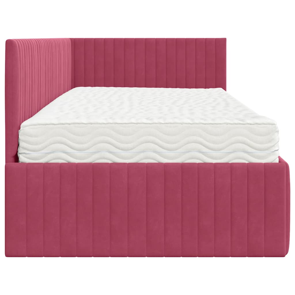 vidaXL Cadre de lit d'angle avec matelas et tête de lit 2 pcs Vert Velours