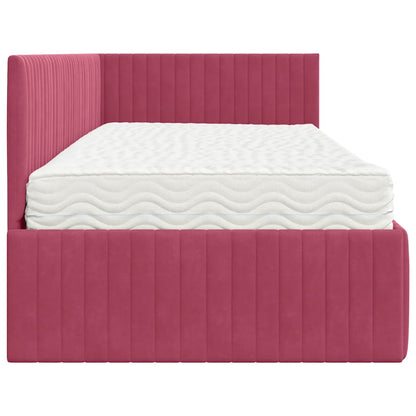 vidaXL Cadre de lit d'angle avec matelas et tête de lit 2 pcs Vert Velours