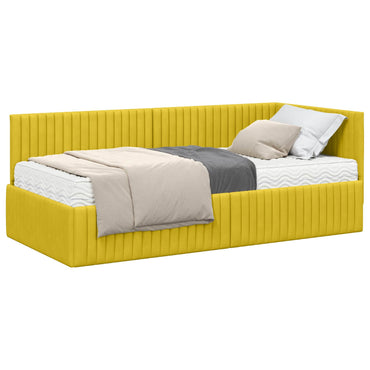 vidaXL Eckbettgestell mit Matratze mit Kopfteil 2 pcs Gelb Samt
