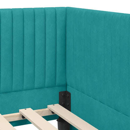 vidaXL Eckbettgestell mit Matratze mit Kopfteil 2 pcs Türkis Samt
