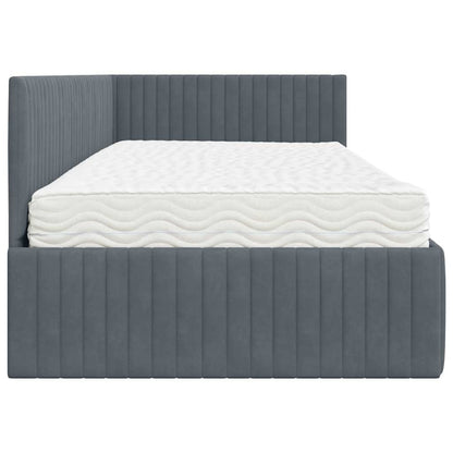 vidaXL Eckbettgestell mit Matratze mit Kopfteil 2 pcs Grau Samt