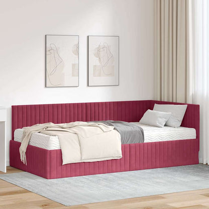 vidaXL Cadre de lit d'angle avec matelas et tête de lit 2 pcs Vert Velours