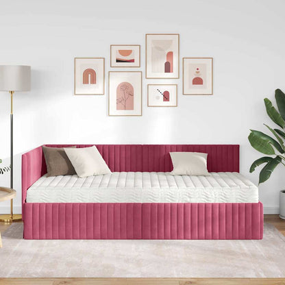 vidaXL Cadre de lit d'angle avec matelas et tête de lit 2 pcs Vert Velours
