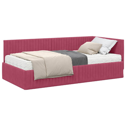 vidaXL Cadre de lit d'angle avec matelas et tête de lit 2 pcs Vert Velours