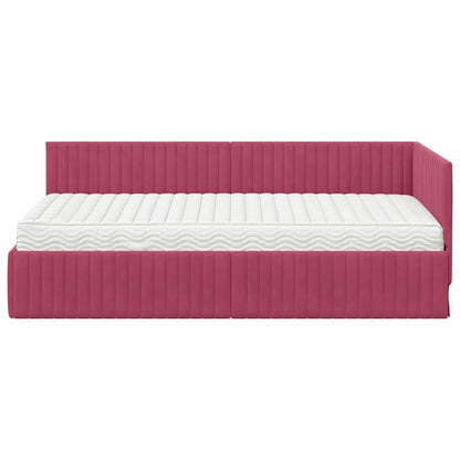 vidaXL Cadre de lit d'angle avec matelas et tête de lit 2 pcs Vert Velours