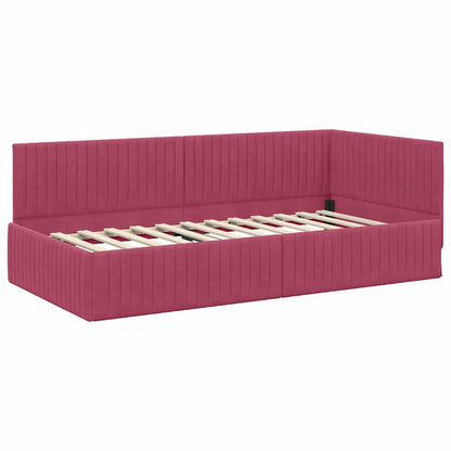 vidaXL Cadre de lit d'angle avec matelas et tête de lit 2 pcs Vert Velours