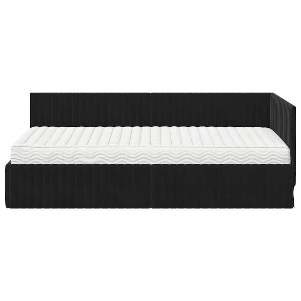 vidaXL Eckbettgestell mit Matratze mit Kopfteil 2 pcs Schwarz Samt