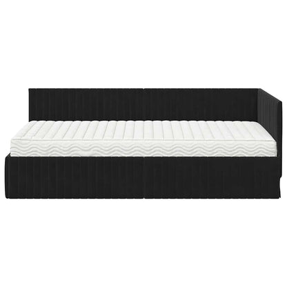 vidaXL Eckbettgestell mit Matratze mit Kopfteil 2 pcs Schwarz Samt