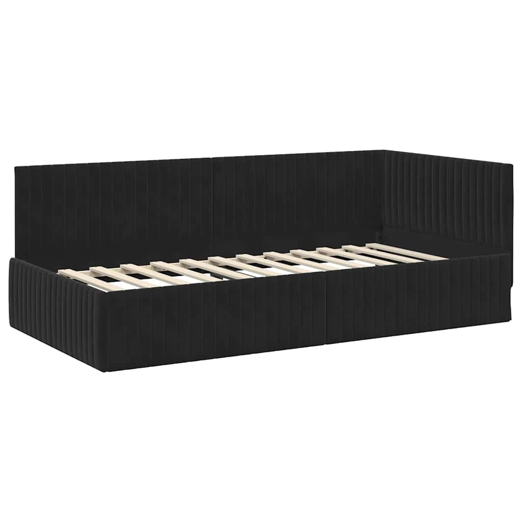 vidaXL Eckbettgestell mit Matratze mit Kopfteil 2 pcs Schwarz Samt