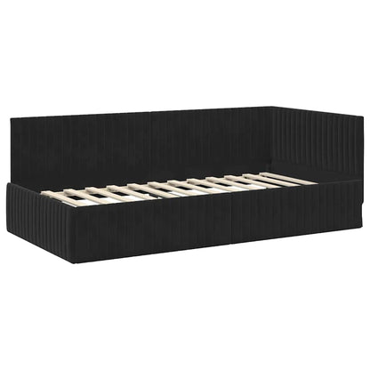 vidaXL Eckbettgestell mit Matratze mit Kopfteil 2 pcs Schwarz Samt